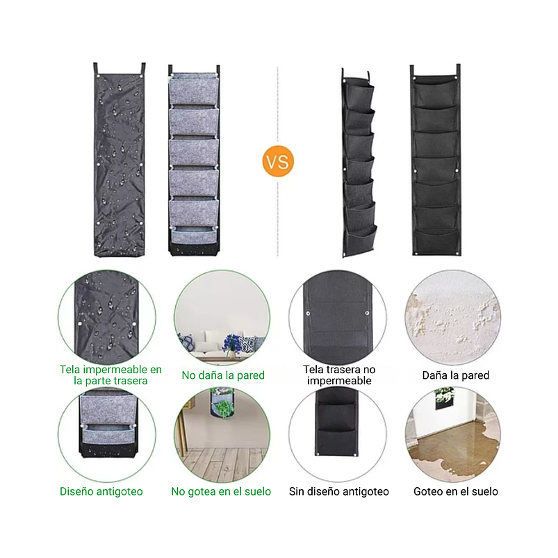 Maceta Plantas Tela Especial Pared x1 Unidades de 6 Bolsillos 2