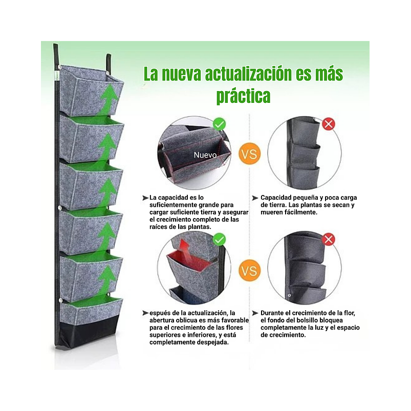 Maceta Plantas Tela Especial Pared x1 Unidades de 6 Bolsillos 4