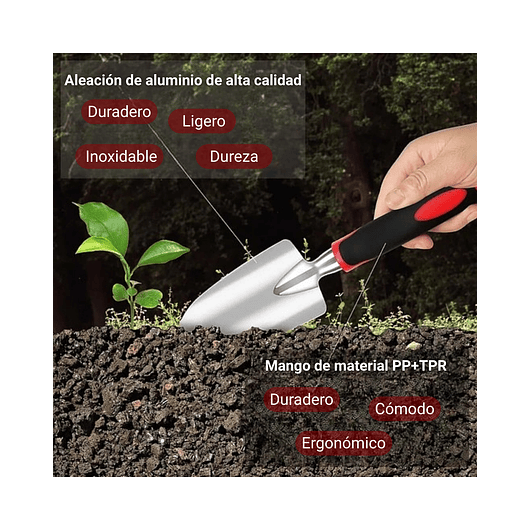 Kit Herramientas De Jardinería Aluminio más bolsa Organizadora 5