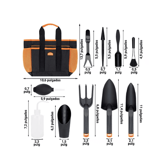 Kit Herramientas de Jardín x13 Piezas Cactus y Suculentas 2