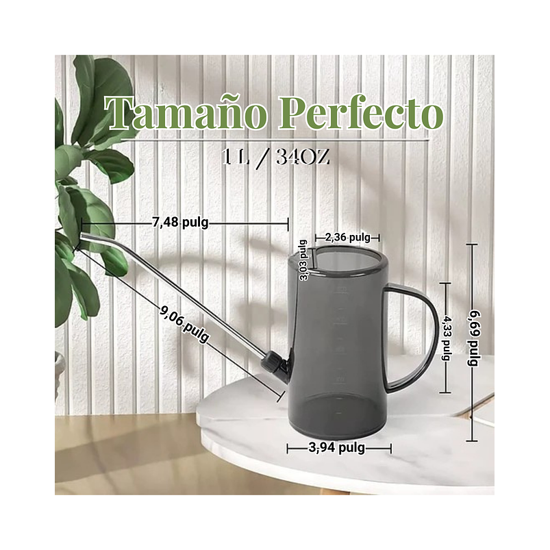 Regadera Premium Para Plantas X1 Litro Salida Larga Acero 8