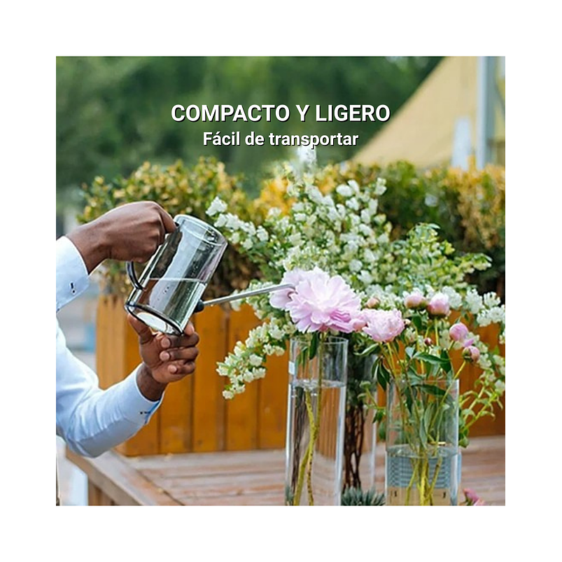 Regadera Premium Para Plantas X1 Litro Salida Larga Acero 9