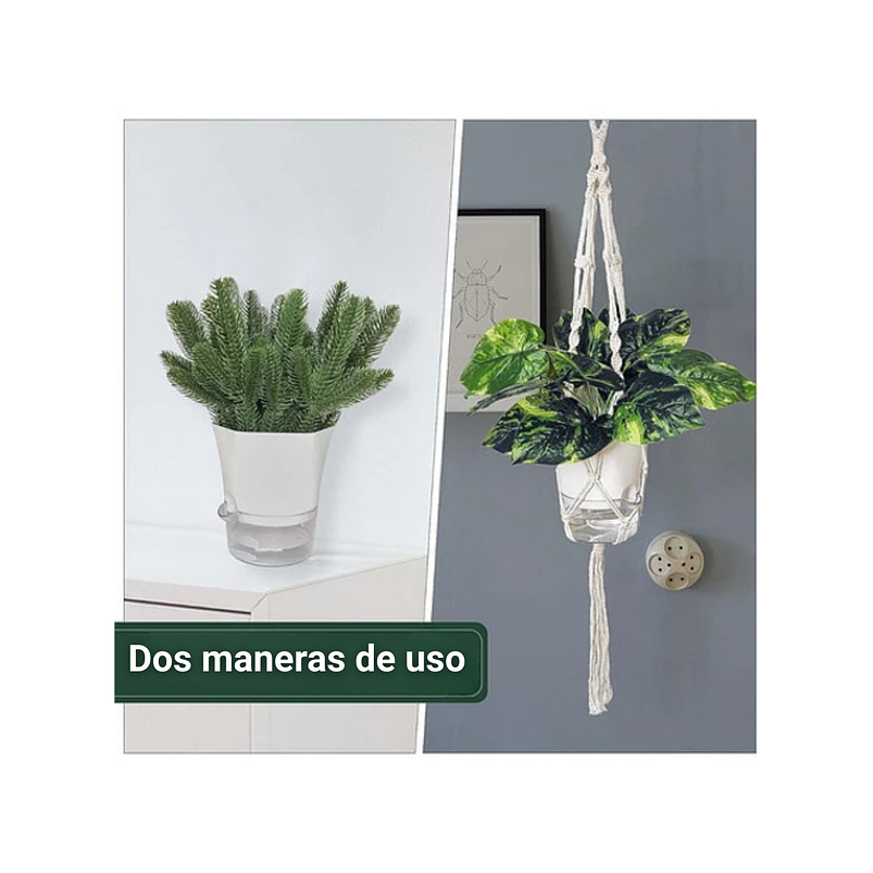 Macramé Colgante de Plantas x2 Unidades más macetas Autoriego 3