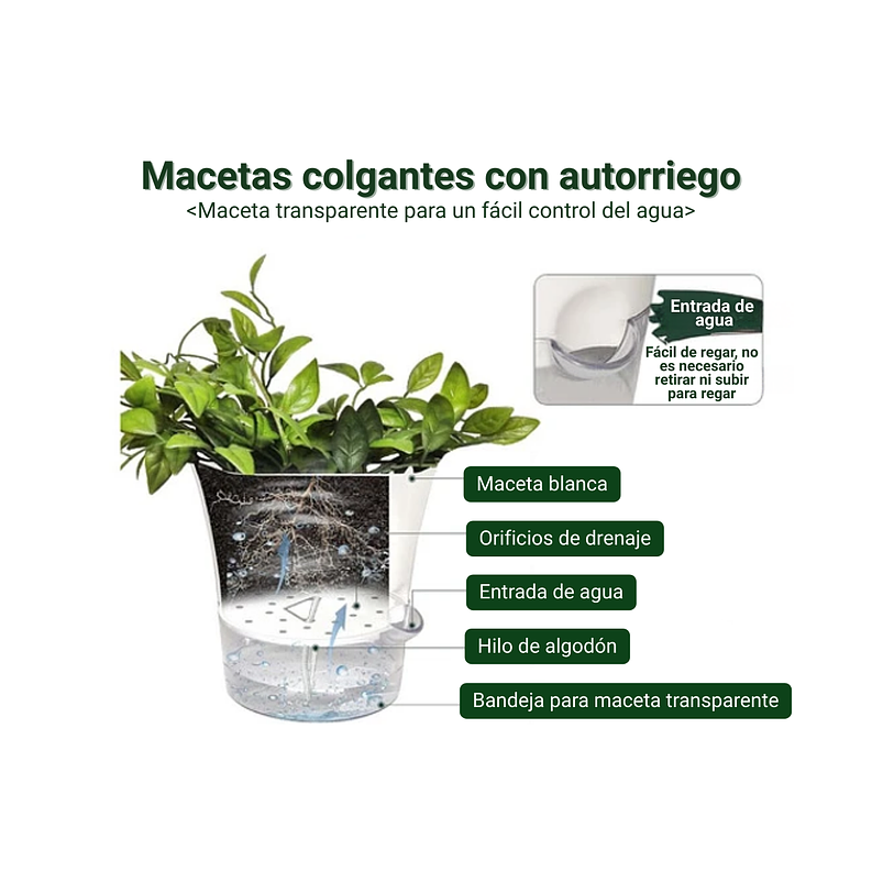 Macramé Colgante de Plantas x2 Unidades más macetas Autoriego 5