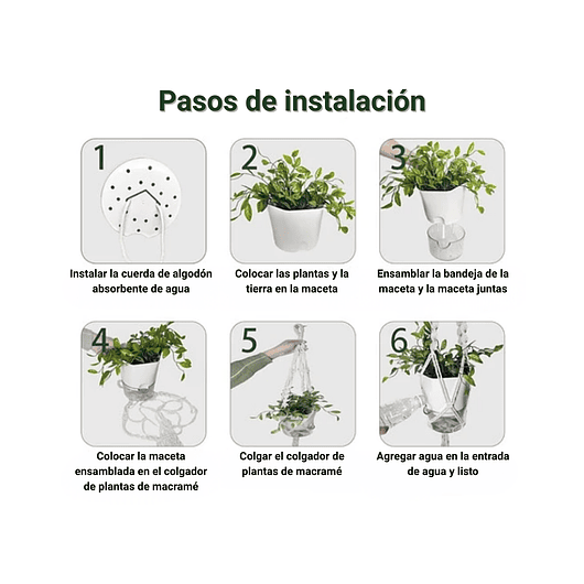 Macramé Colgante de Plantas x2 Unidades más macetas Autoriego 6