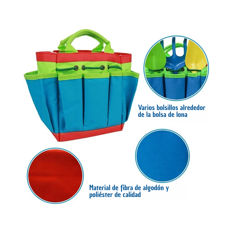 Kit Herramientas de Plantas Jardinería Niños x10 Piezas más bolso 6
