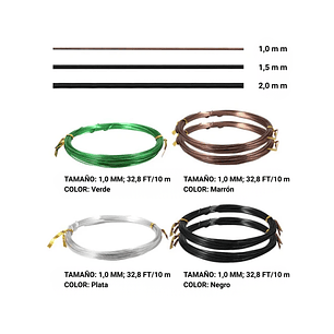 Alambres Entrenamiento Bonsai Aluminio x6 Rollos Total: 60 Mt