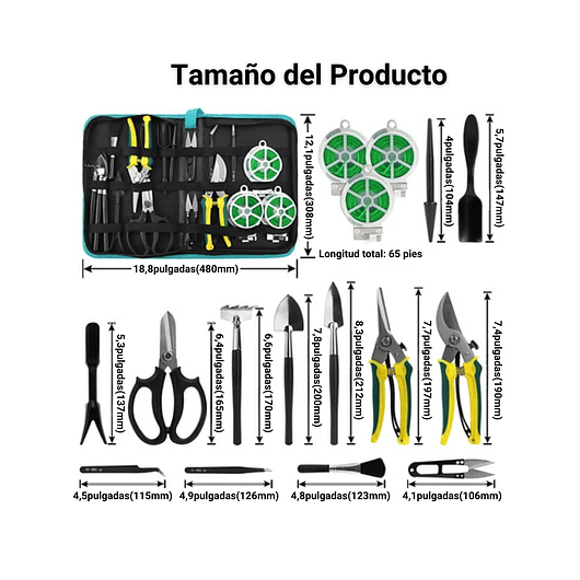 Kit Herramientas Plantas Suculentas y Bonsai x 20piezas más estuche 2