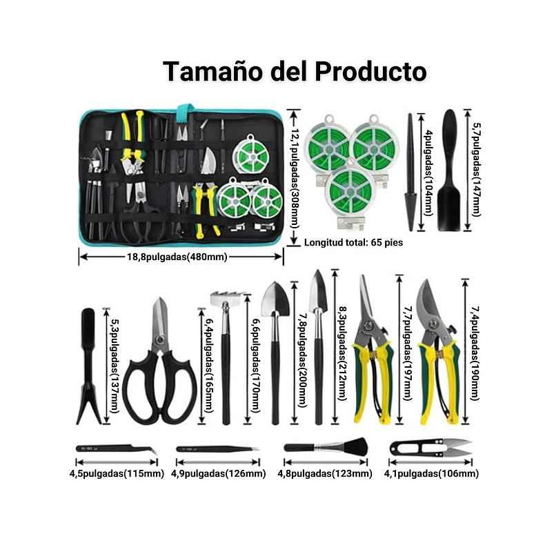 Kit Herramientas Plantas Suculentas y Bonsai x 20piezas más estuche 2