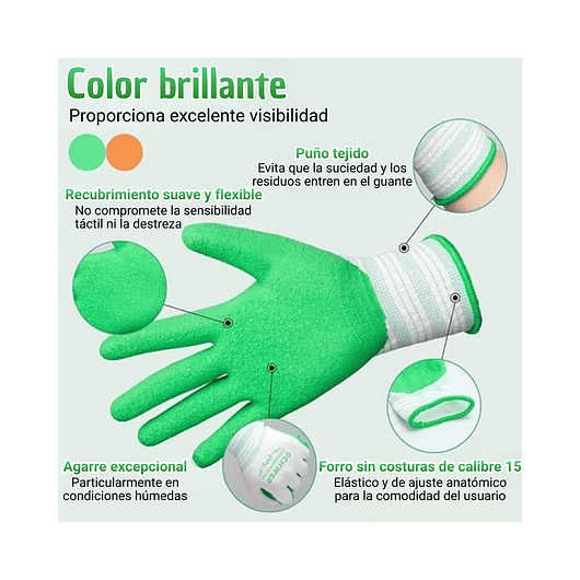 Guantes Jardinería x1 Par Tela más caucho Transpirable Multiuso 5