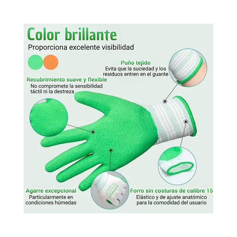 Guantes Jardinería x1 Par Tela más caucho Transpirable Multiuso 5