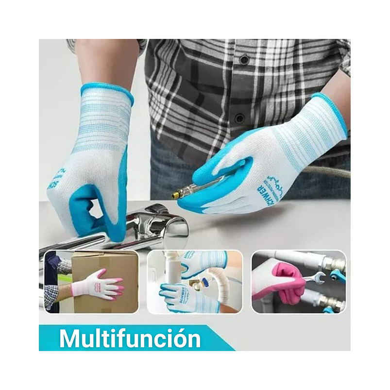 Guantes Jardinería x1 Par Tela más caucho Transpirable Multiuso 8