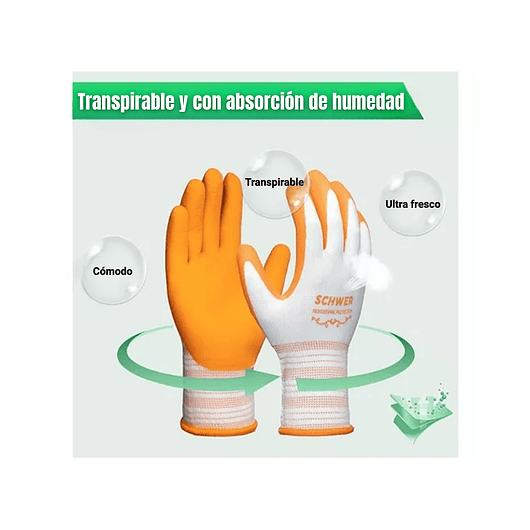 Guantes Jardinería x1 Par Tela más caucho Transpirable Multiuso 9