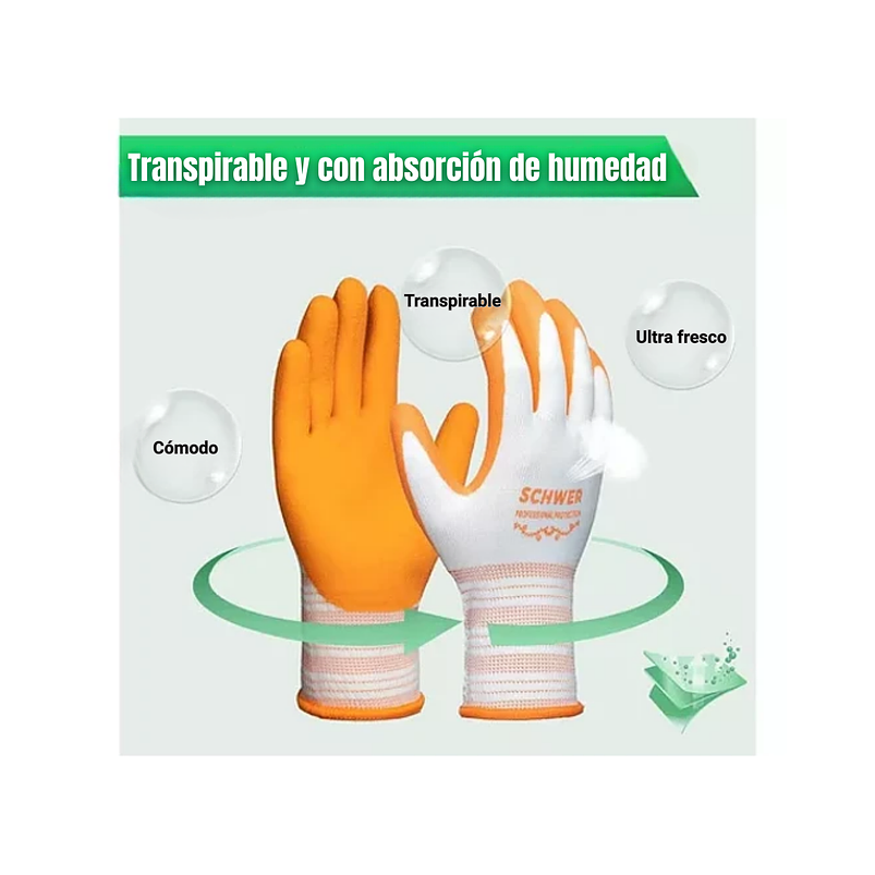 Guantes Jardinería x1 Par Tela más caucho Transpirable Multiuso 9
