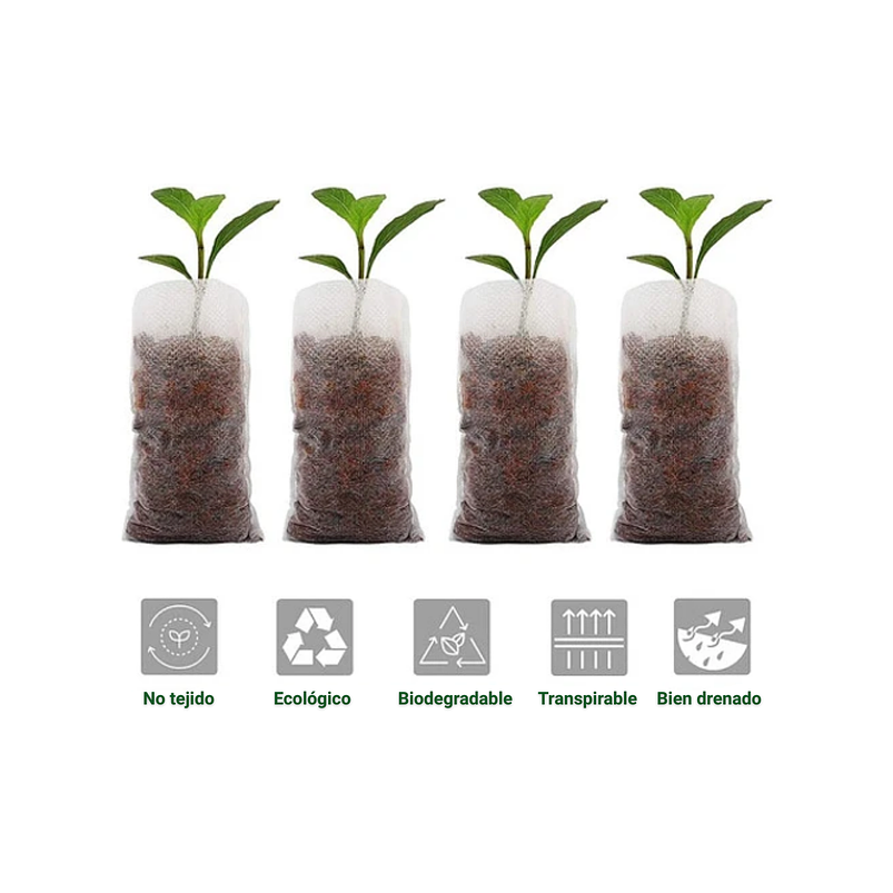 Bolsa Siembra Plantas Tela Biodegradable Semillero X 100pz 4