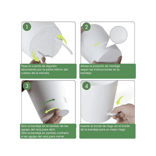 Juego Macetas Plástica Sistema Autoriego x5 piezas Tamaño Escala 3