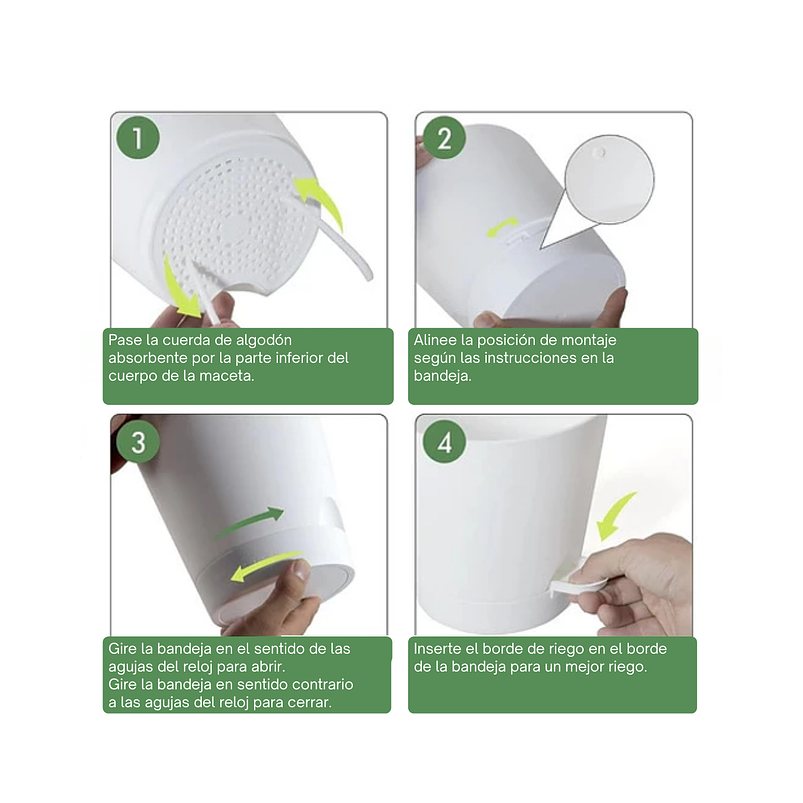 Juego Macetas Plástica Sistema Autoriego x5 piezas Tamaño Escala 3