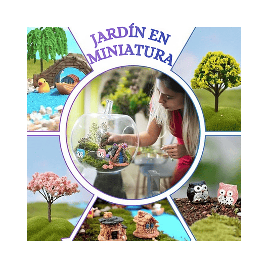 Kit Decorativo Plantas Terrario Jardín de Hadas Bonsai 108 piezas 5