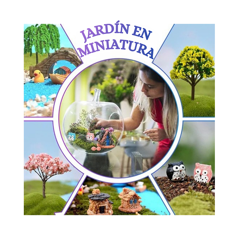 Kit Decorativo Plantas Terrario Jardín de Hadas Bonsai 108 piezas 5