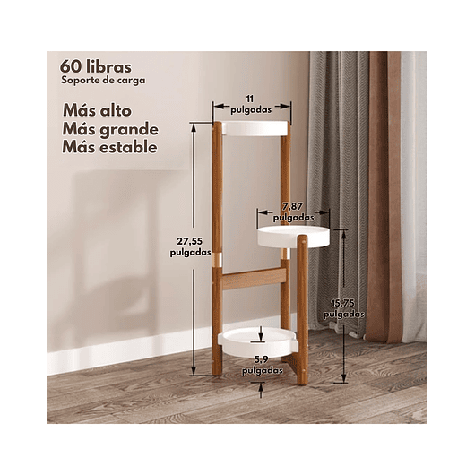 Soporte de Macetas para Plantas 3 Niveles en Madera Premium 4
