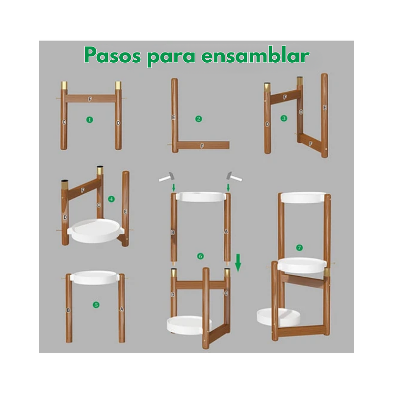 Soporte de Macetas para Plantas 3 Niveles en Madera Premium 8