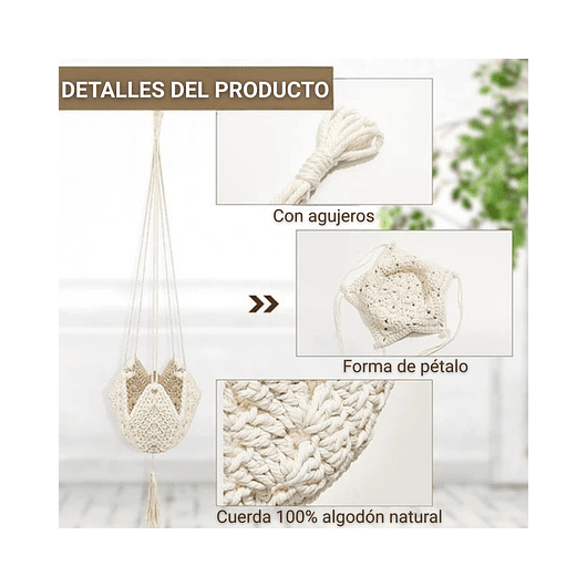 Macramé Colgante Soporte Decorativo De Plantas X01 Pieza 2