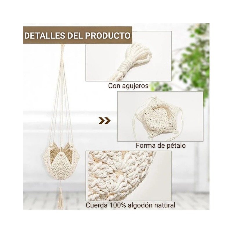 Macramé Colgante Soporte Decorativo De Plantas X01 Pieza 2