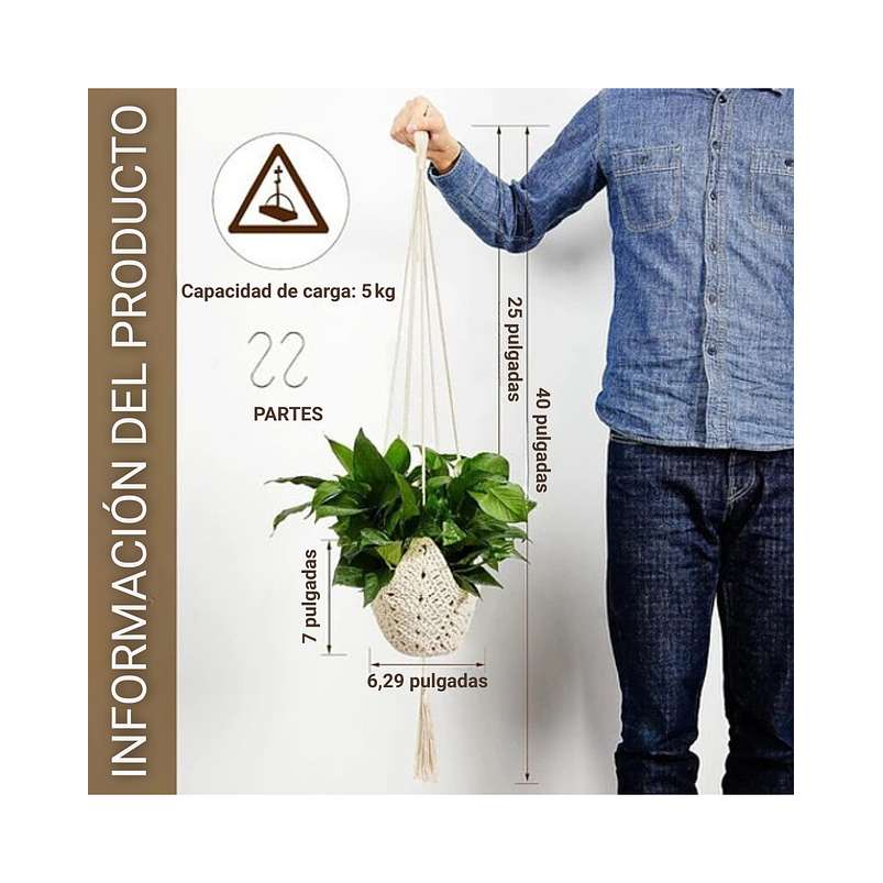 Macramé Colgante Soporte Decorativo De Plantas X01 Pieza 5