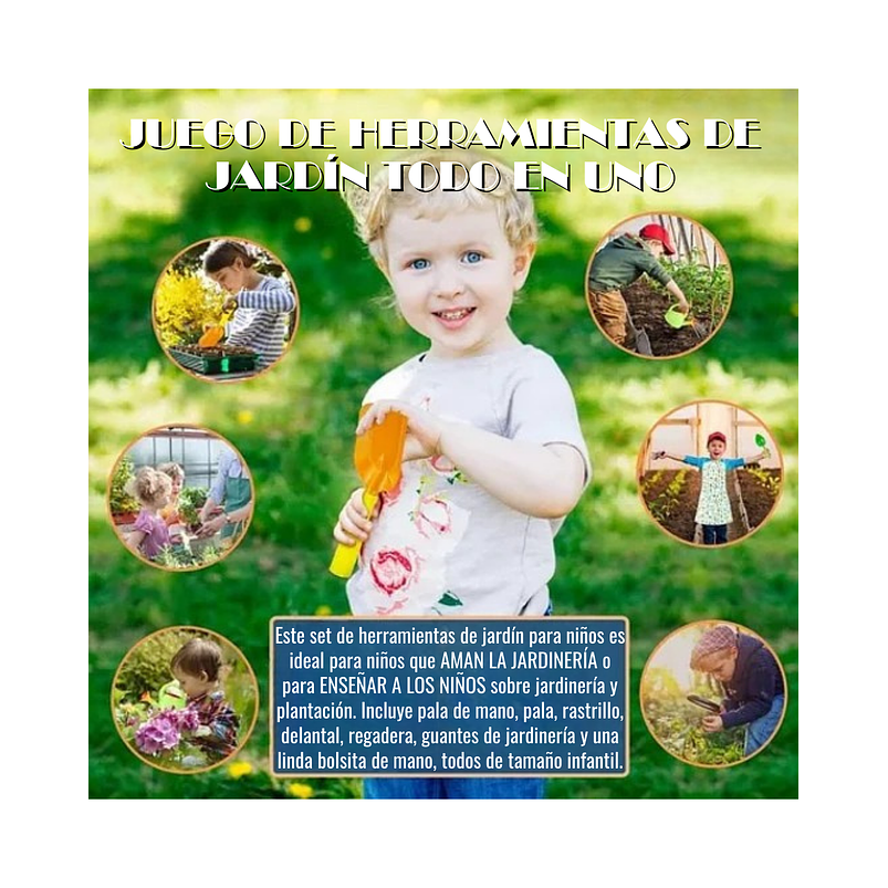 Kit Herramientas Jardinería Para Niños X10 Piezas más Bolso 6