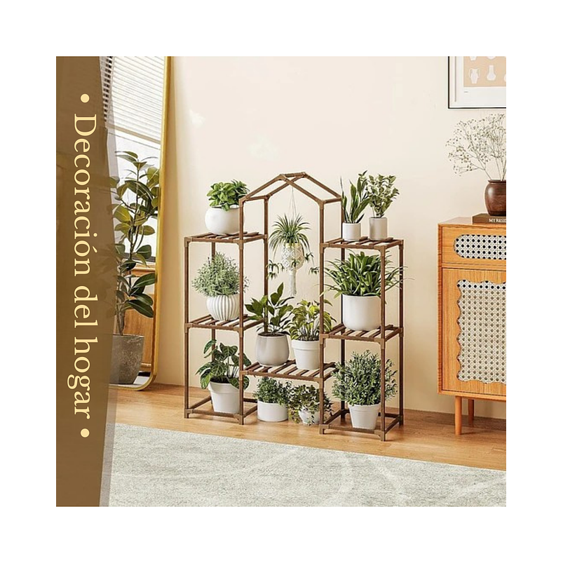 Soporte Para Plantas Estante Madera Natural 3 niveles 2