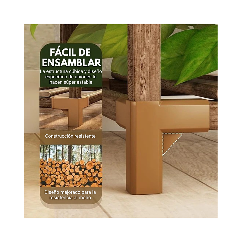 Soporte Para Plantas Estante Madera Natural 3 niveles 4