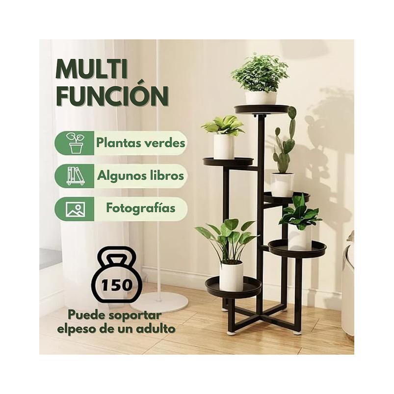 Soporte Macetas De Plantas X5 Puestos Metalico 2