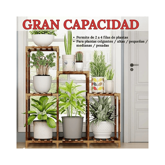 Soporte De Macetas Plantas Jardín en Madera 3 Niveles 3