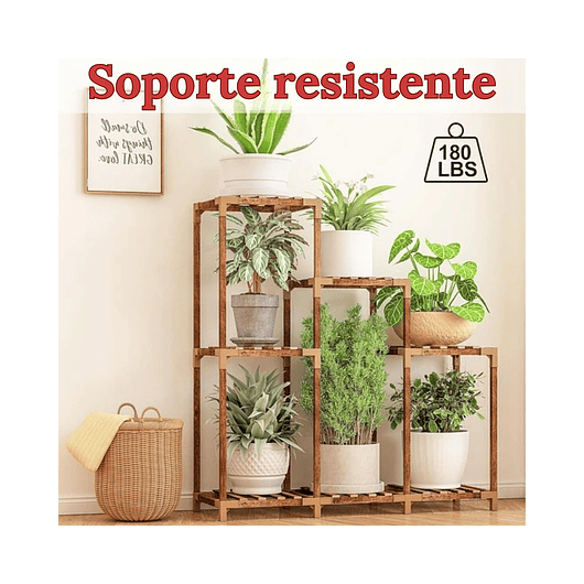 Soporte De Macetas Plantas Jardín en Madera 3 Niveles 4