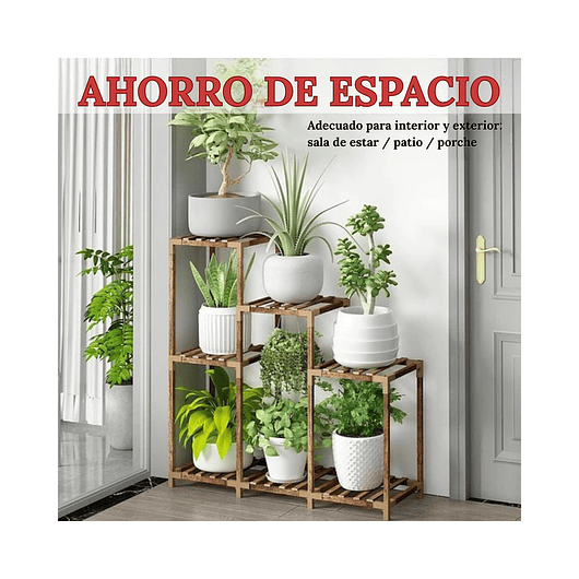 Soporte De Macetas Plantas Jardín en Madera 3 Niveles 5