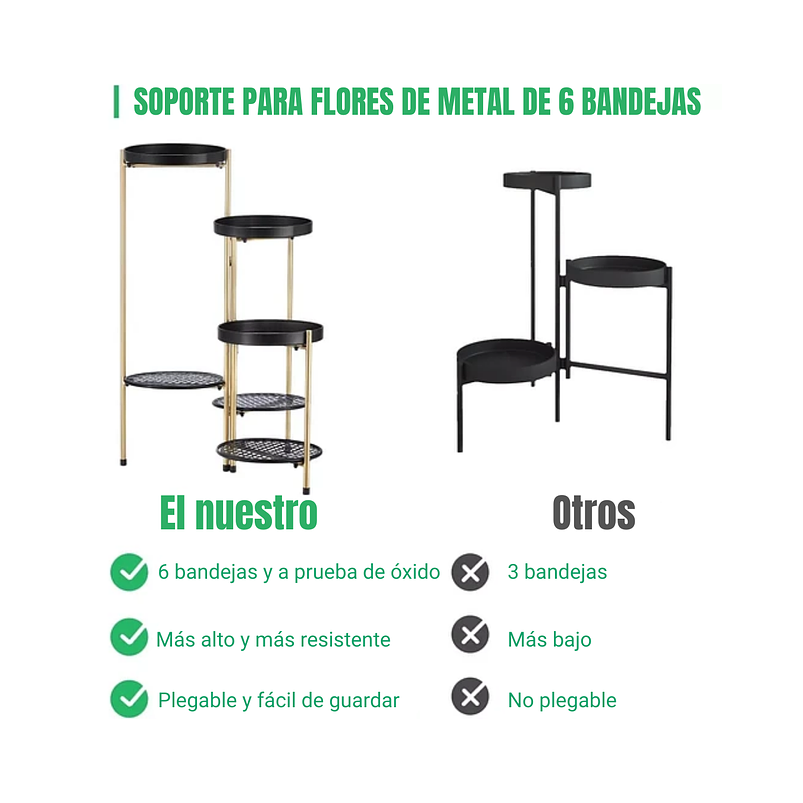 Soporte Macetas De Plantas Metálico Decorativo x6 Puestos 5