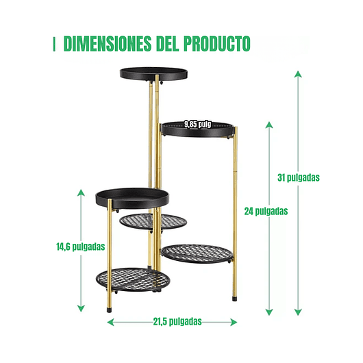 Soporte Macetas De Plantas Metálico Decorativo x6 Puestos 7