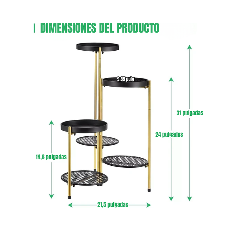 Soporte Macetas De Plantas Metálico Decorativo x6 Puestos 7