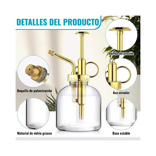 Regadera Plantas Spray Vintage En Vidrio x215ml Rociador 2
