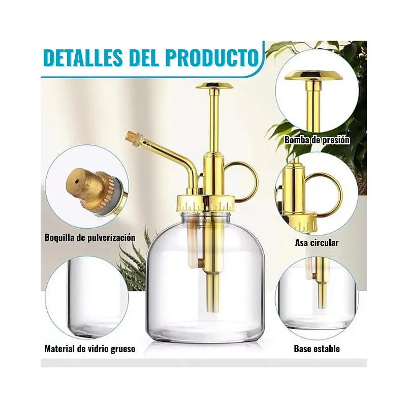 Regadera Plantas Spray Vintage En Vidrio x215ml Rociador 2