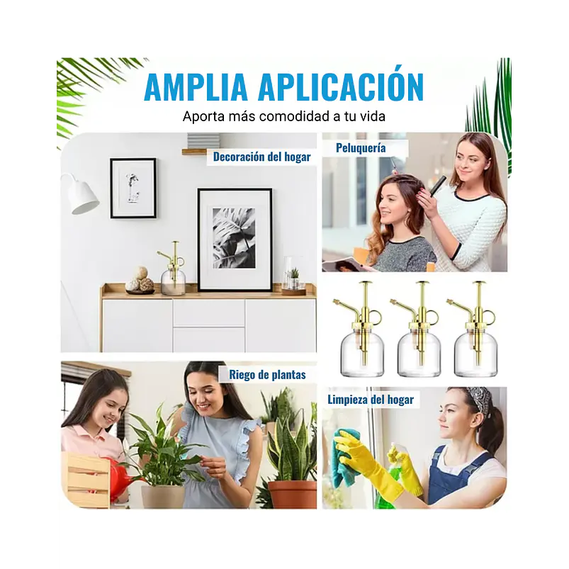 Regadera Plantas Spray Vintage En Vidrio x215ml Rociador 3