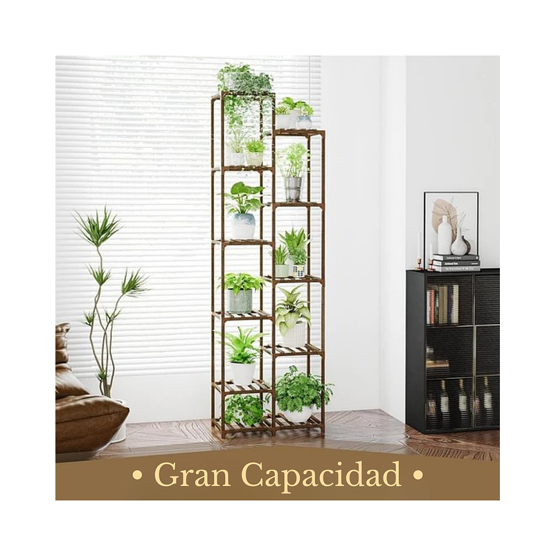 Soporte Macetas De Plantas En Madera Alto 11 Puestos 2