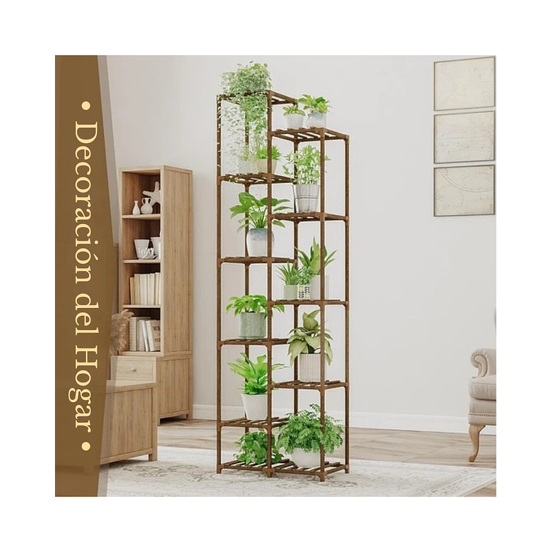 Soporte Macetas De Plantas En Madera Alto 11 Puestos 3