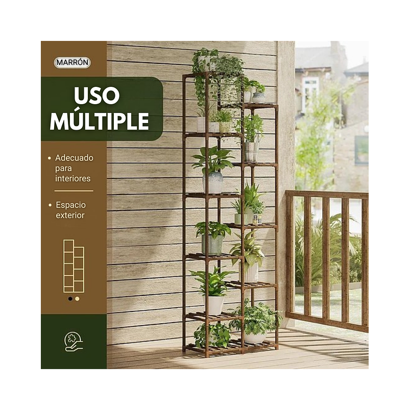 Soporte Macetas De Plantas En Madera Alto 11 Puestos 6