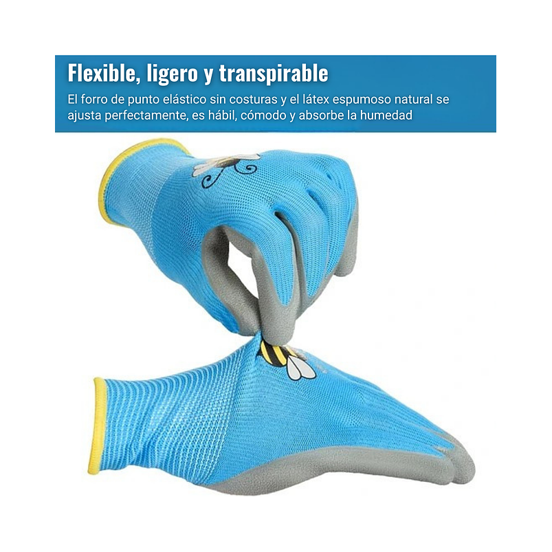 Guantes Jardinería X01 Par Para Niños Caucho Transpirable 12
