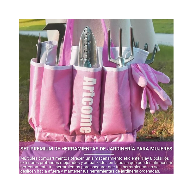 Kit Herramientas Jardinería En Aluminio x8 Piezas más Bolso 7