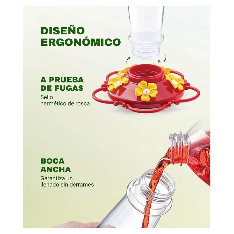 Bebedero Para Colibríes Aves Plastico De Colgar En Jardines 2