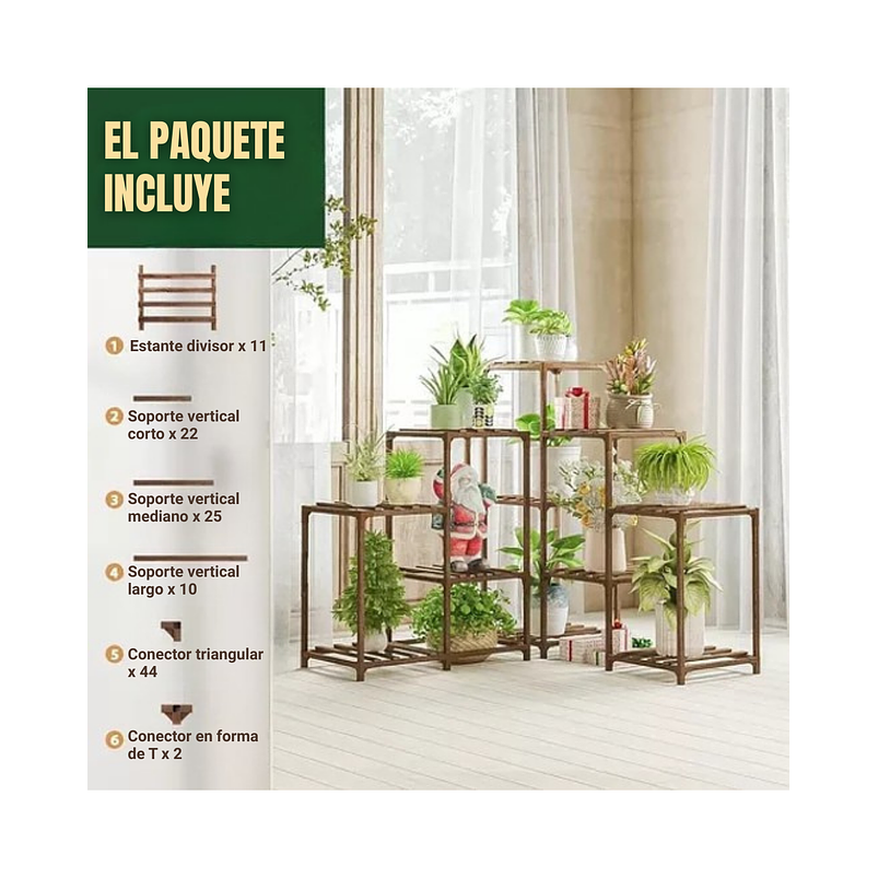 Soporte Estante Para Plantas En Maceta Madera Multiposición 4