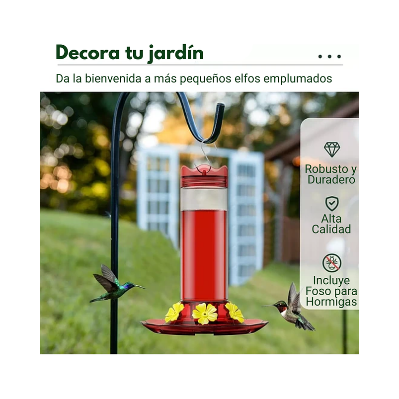 Bebedero Colibríes 01 Unid Aves Colgante Plastico X6 Flores 3