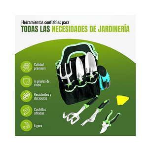 Kit Herramientas de Jardinería Huerto y Cultivo + Bolso Organizador